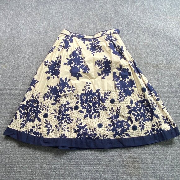 Coldwater‎ Creek Skirt Womens 8 Blue Floral Embroidered Boho Fairy Cottagecore - Picture 1 of 16
